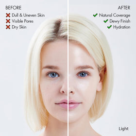 AGE20'S Signature Essence Pact swatch on porcelain skin demonstrates natural tone correction.