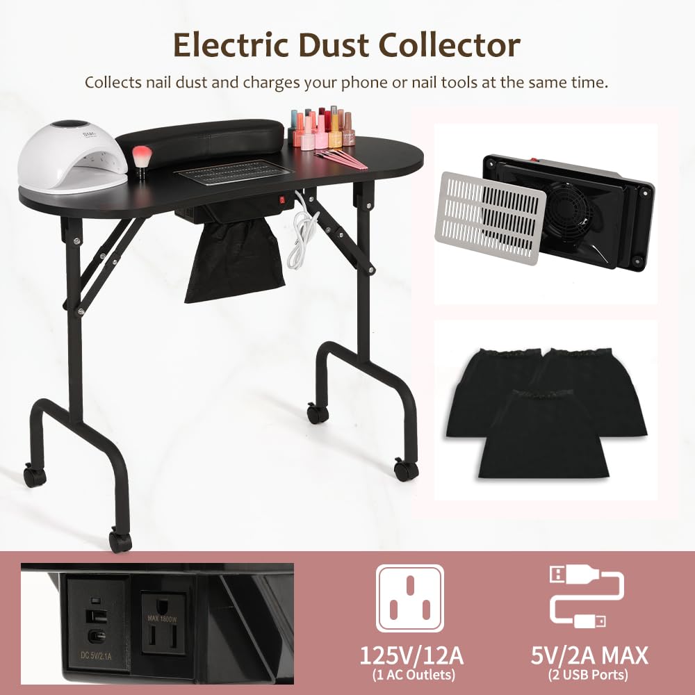 AGESISI manicure table folding legs for quick setup and easy storage