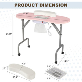 AGESISI nail desk with four lockable wheels for secure positioning
