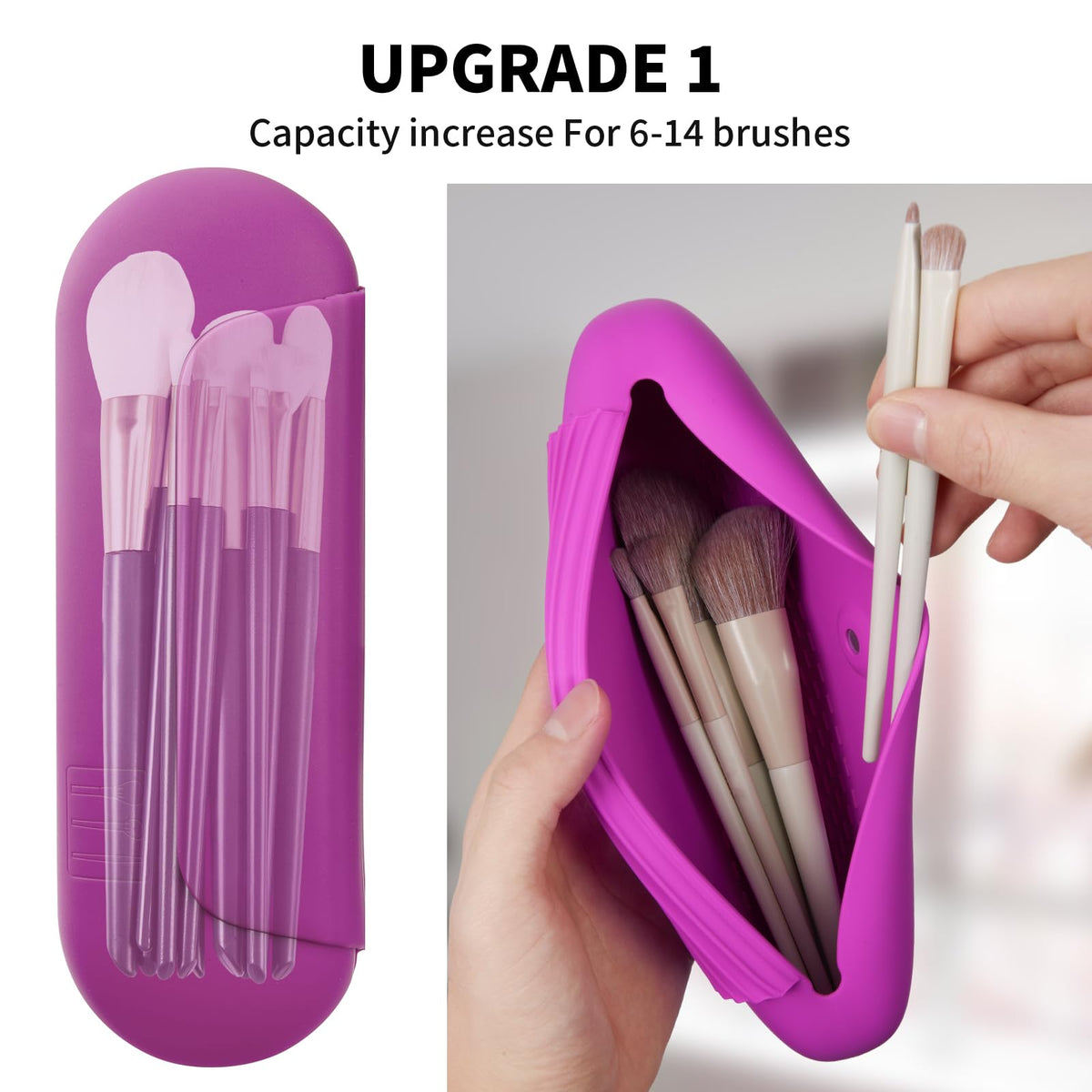 AGIKET makeup brush holder with magnetic closure prevents spills