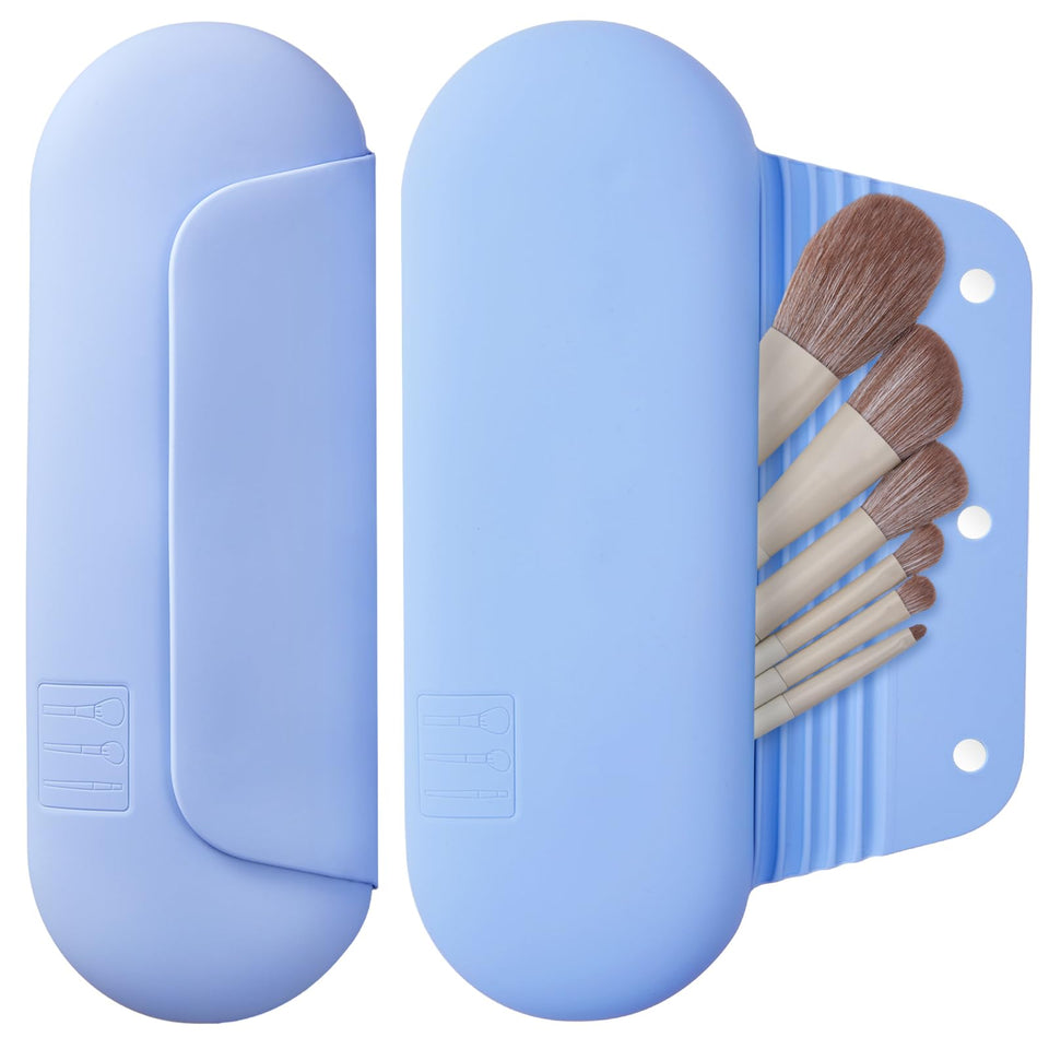AGIKET silicone makeup brush holder blue keeps your brushes organized on the go