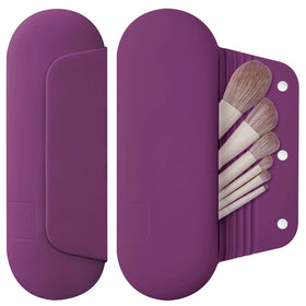 AGIKET silicone makeup brush holder in dark purple with magnetic closure.