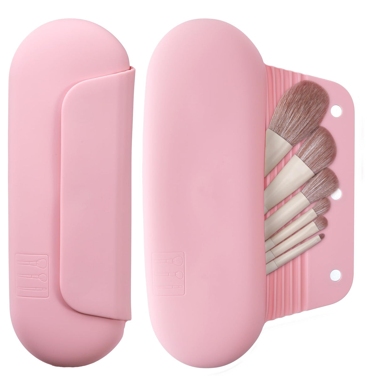 AGIKET silicone makeup brush holder with magnetic closure in pink