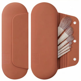 AGIKET silicone makeup brush holder with magnetic closure keeps brushes secure on the go