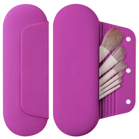 AGIKET silicone brush holder in bright pink keeps brushes organized on travel