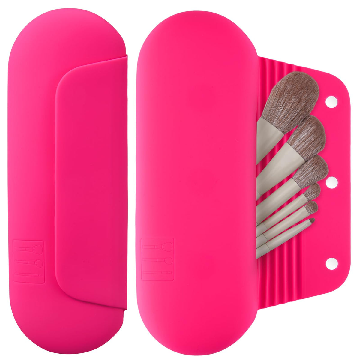 AGIKET silicone makeup brush holder travel case with magnetic closure for secure storage