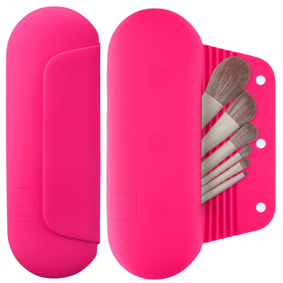AGIKET silicone makeup brush holder travel case with magnetic closure for secure storage