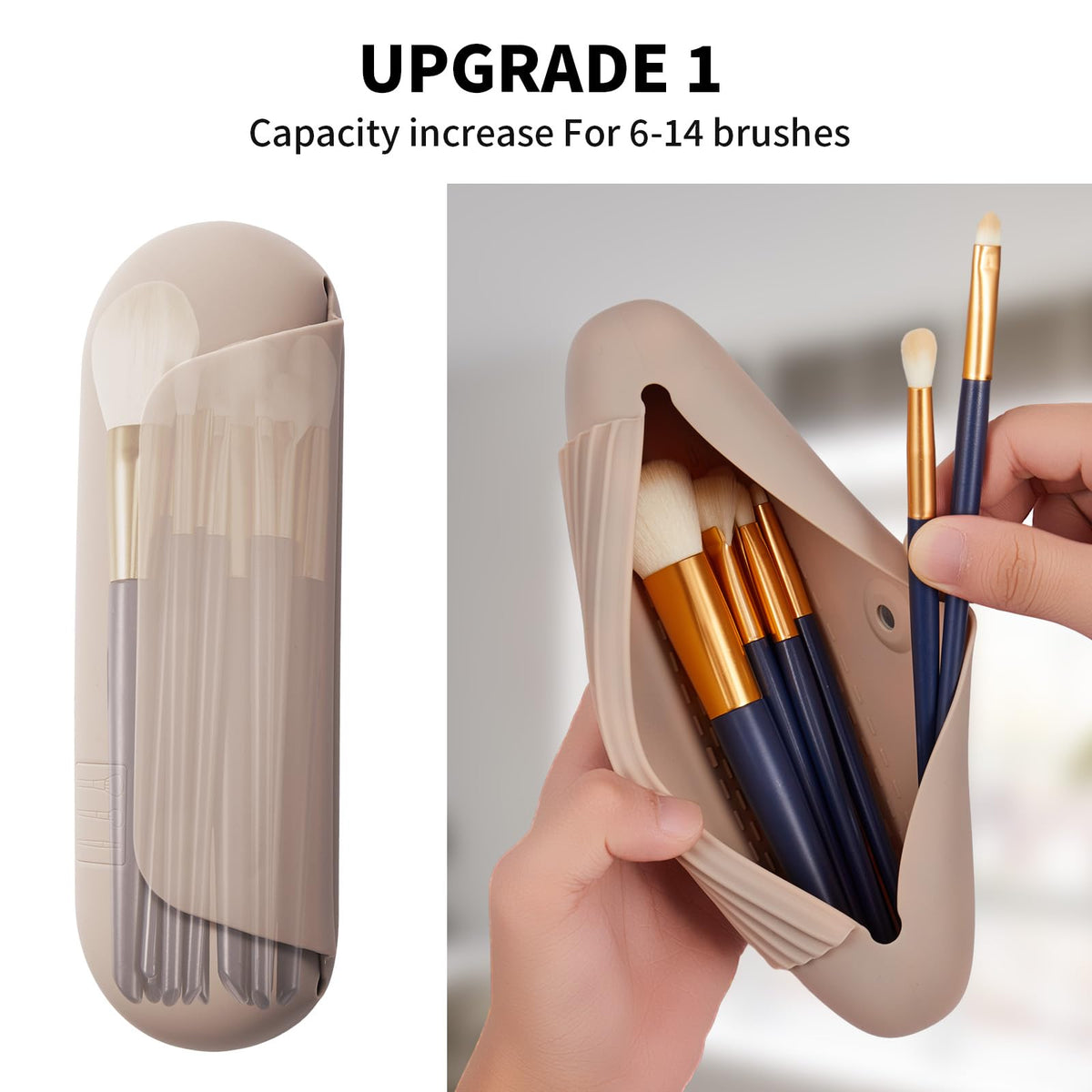 AGIKET silicone makeup brush holder with open top for quick access to brushes.