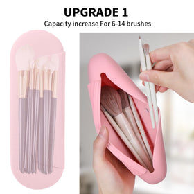 Soft silicone material provides lightweight, durable brush storage