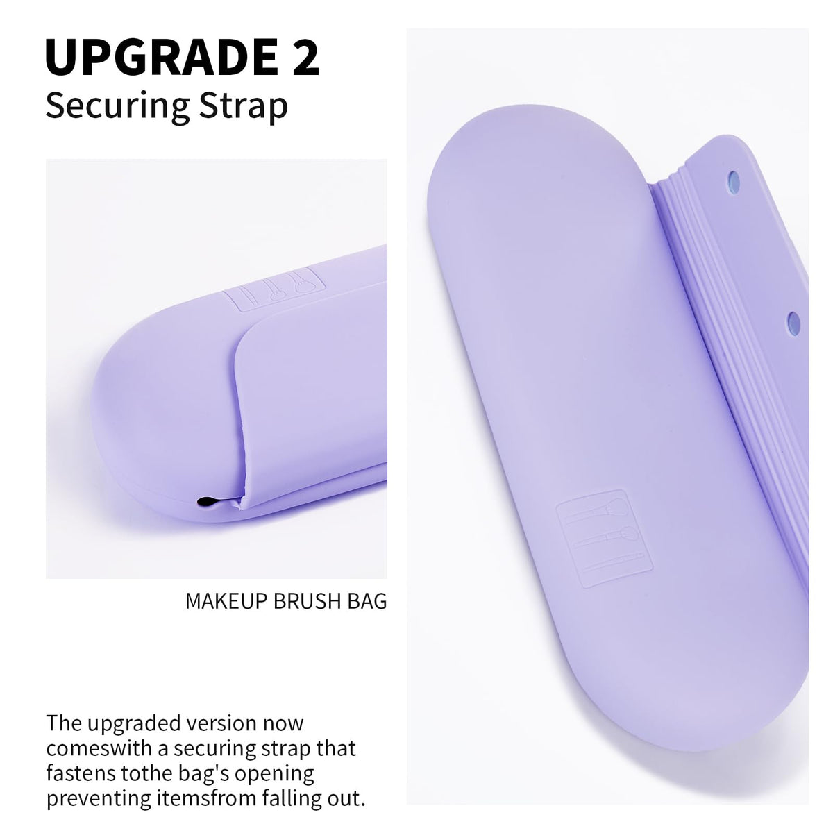 AGIKET lavender travel case with magnetic closure keeping brushes secure.