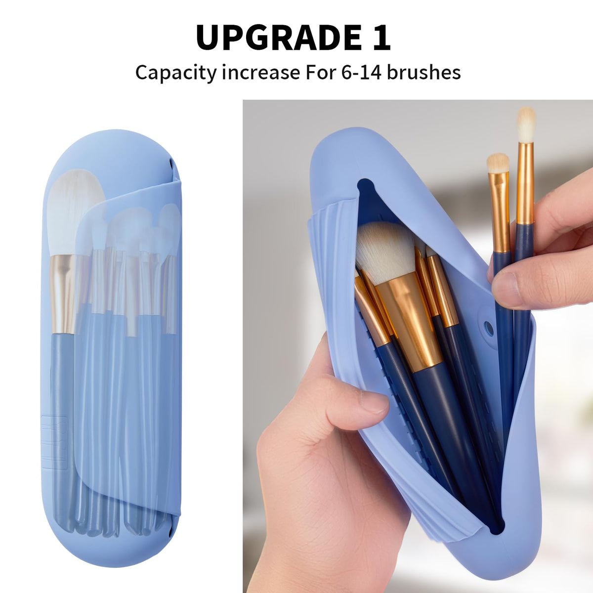 AGIKET travel makeup brush case with magnetic closure keeps brushes secure during transit