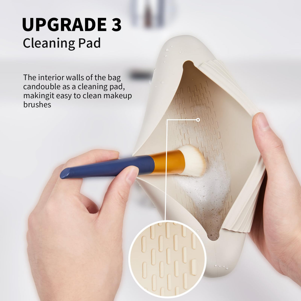 AGIKET wrinkle-resistant silicone pouch keeps makeup tools pristine.