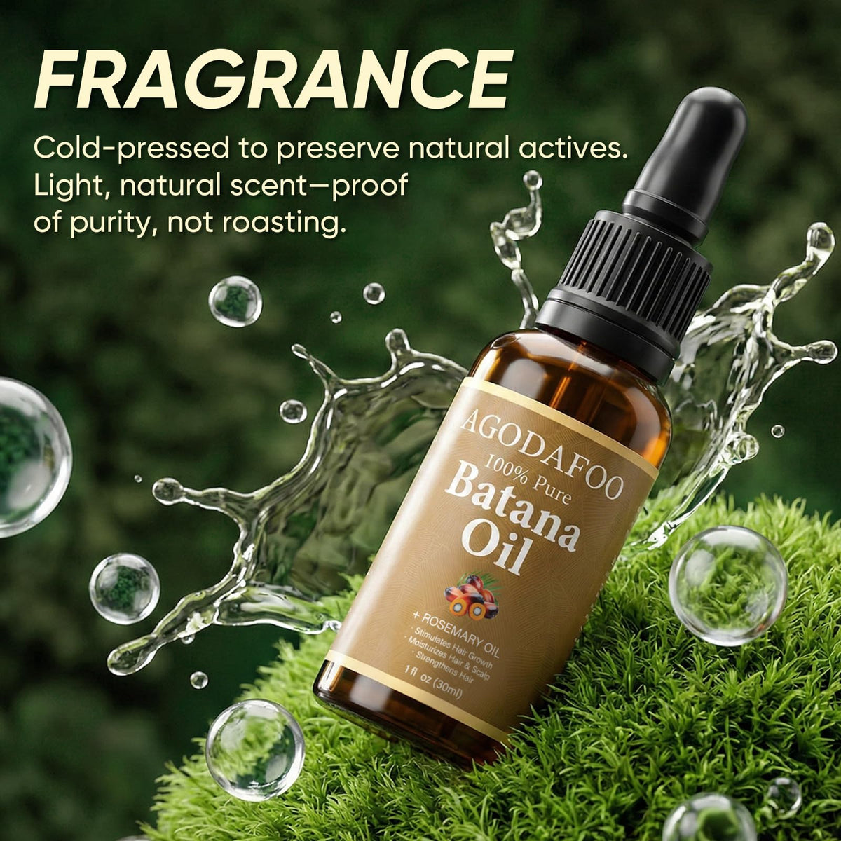 Agodafoo Batana Oil Hair Growth Oil application showing scalp massage benefits