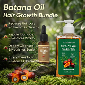 Agodafoo Batana Oil Hair Growth Oil bottle highlighting lightweight nourishment
