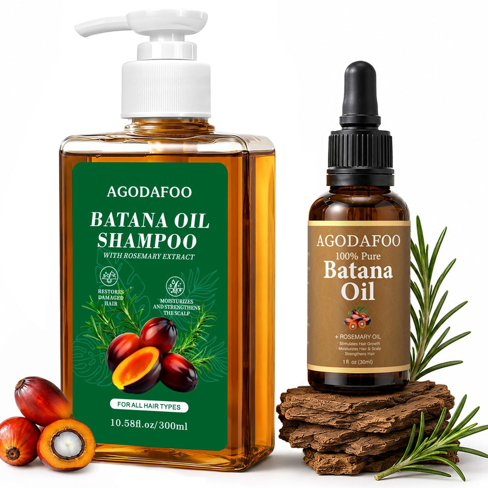 Agodafoo Batana Oil Shampoo bottle for cleansing and scalp nourishment