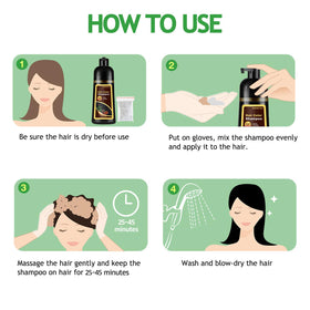 Agthyuve 3-in-1 dye steps show shampoo, dye, and conditioner