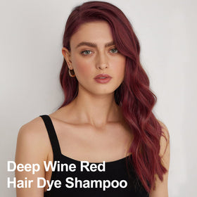 Final color result showing rich wine red on hair