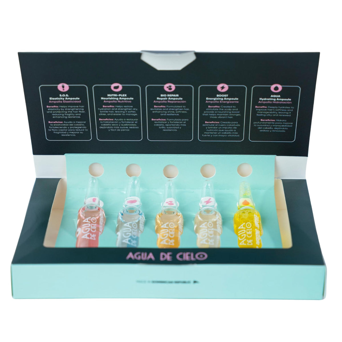 Agua de Cielo Hair Therapy Complex 5 pack shot highlights intensive nourishment