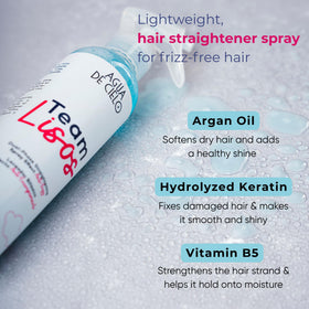 Agua de Cielo Team Lisos spray applied to hair for smooth styling