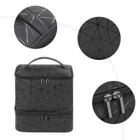 Holds up to 30 bottles and a compact LED nail lamp in a single case