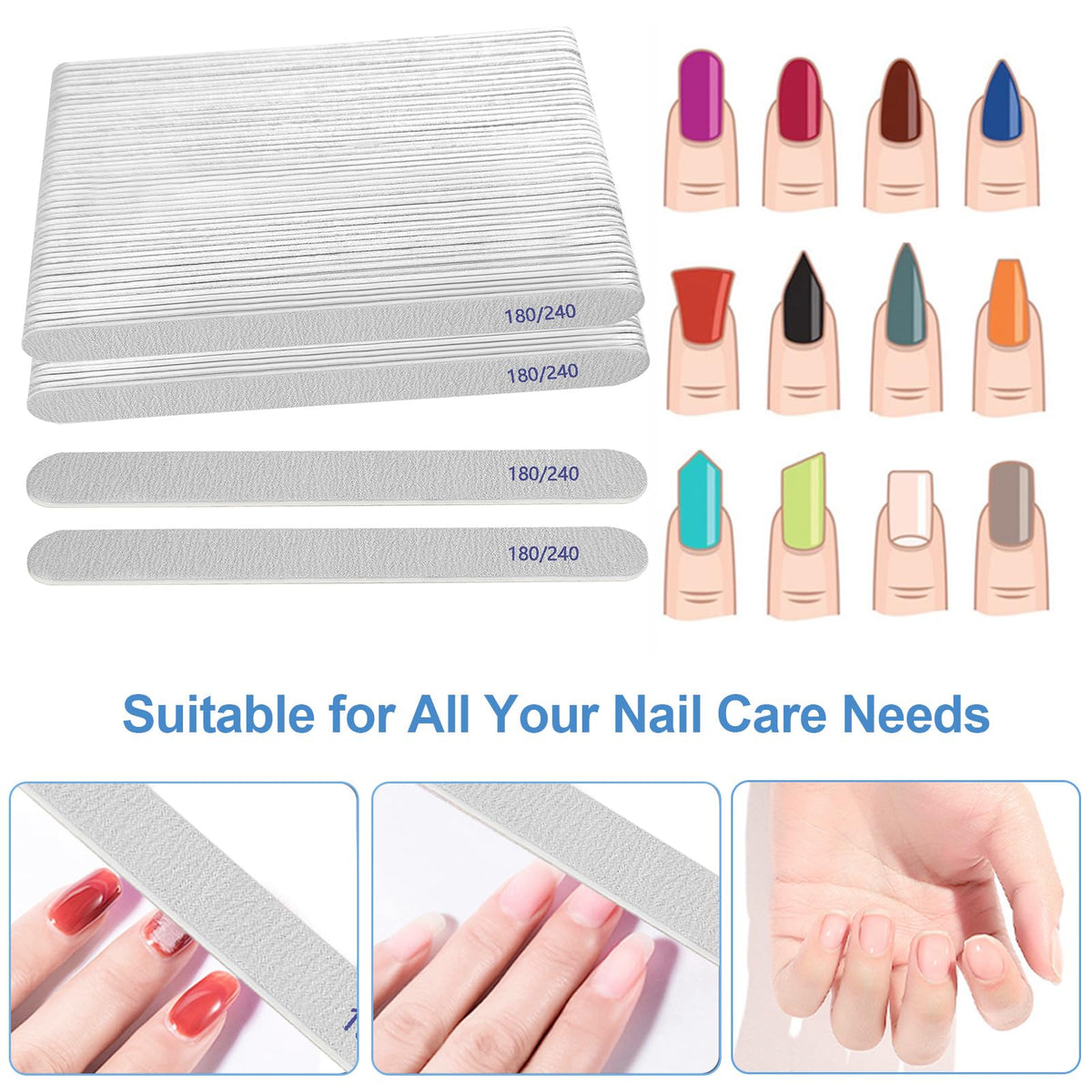 AhaTopia Nail File 240-Grit Side for fine buffing