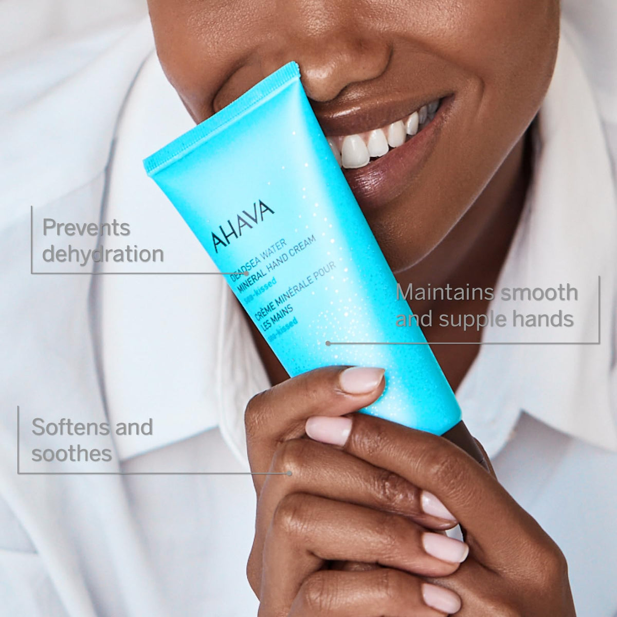 AHAVA Sea-Kissed texture being gently applied to skin.