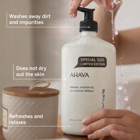 AHAVA Dead Sea Mineral Shower Gel foamy lather ready for cleansing