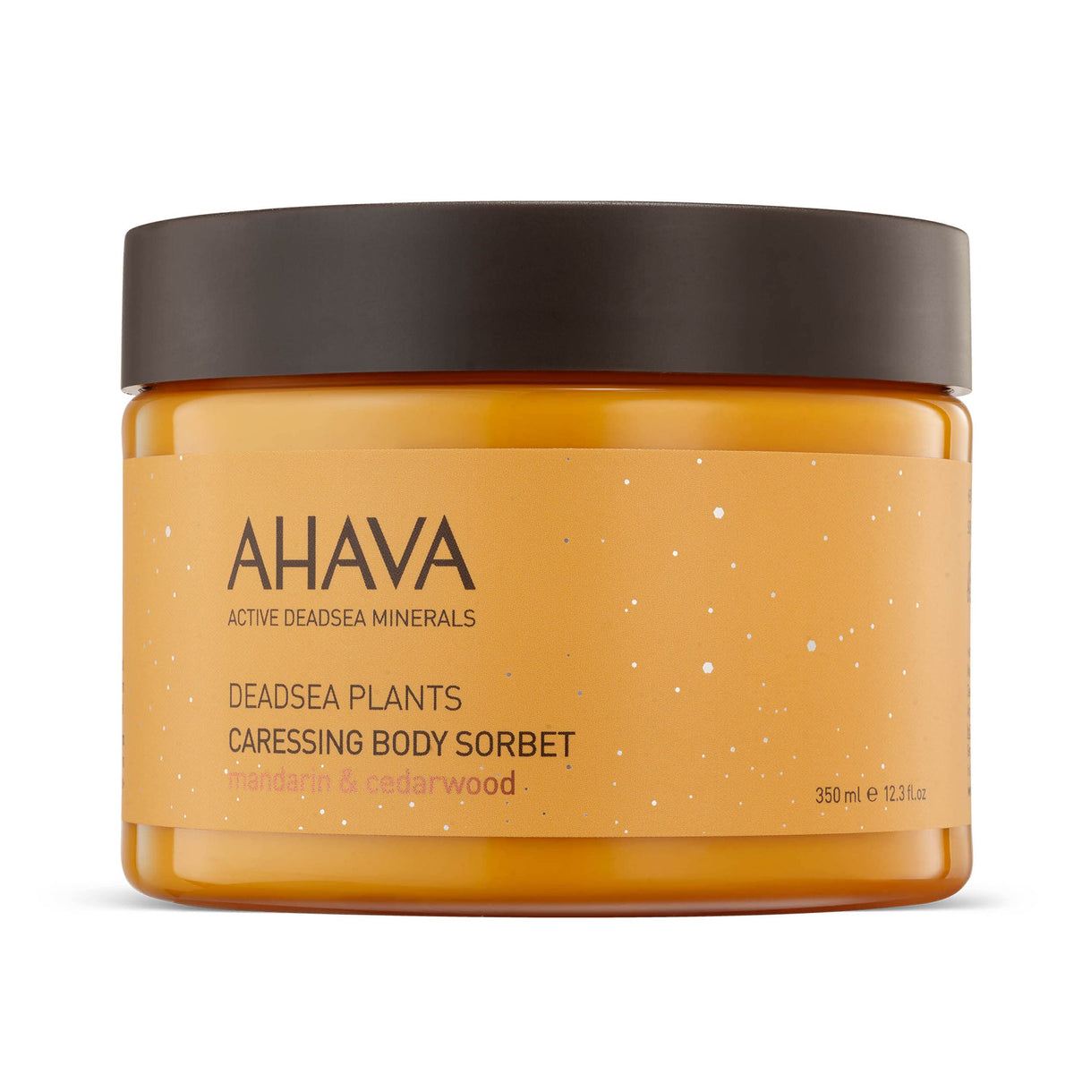AHAVA Dead Sea Plants Caressing Body Sorbet bottle close-up for hydrating skin