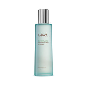 AHAVA Sea-Kissed Dry Oil Body Mist bottle delivering lightweight hydration.