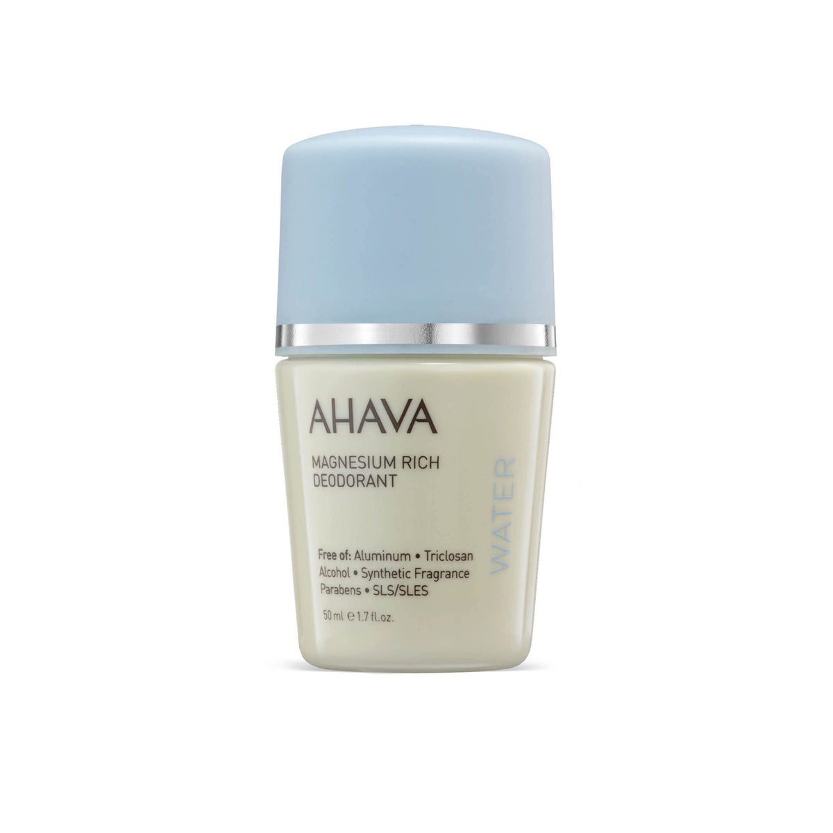 AHAVA Dead Sea Magnesium Rich Deodorant packaging showing aluminum-free design for sensitive skin