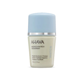 AHAVA Dead Sea Magnesium Rich Deodorant packaging showing aluminum-free design for sensitive skin