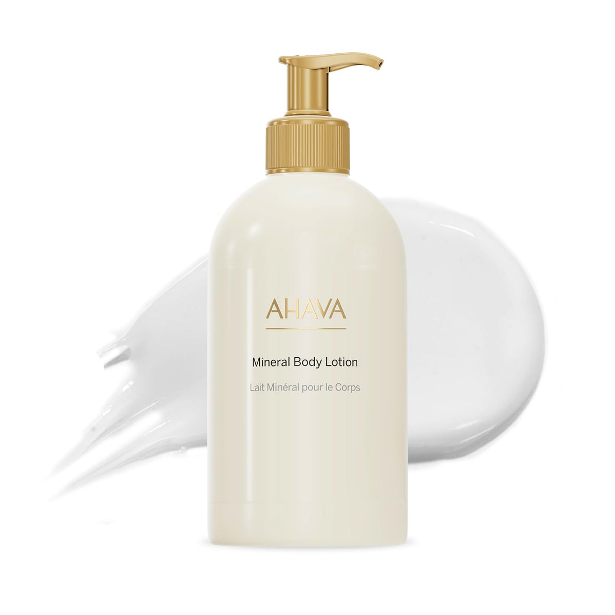 AHAVA Dead Sea Water Mineral Body Lotion bottle showing daily hydration