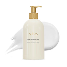 AHAVA Dead Sea Water Mineral Body Lotion bottle showing daily hydration