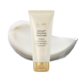 AHAVA Dermud Nourishing Hand Cream bottle front view, providing lasting hydration for dry hands
