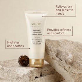 AHAVA Dermud Nourishing Hand Cream applied on skin shows immediate softening and comfort