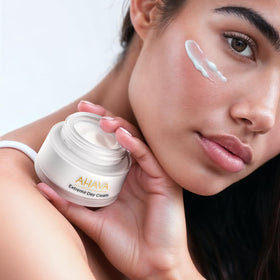 AHAVA Extreme Day Cream ingredients close-up with Dead Sea minerals and antioxidants.
