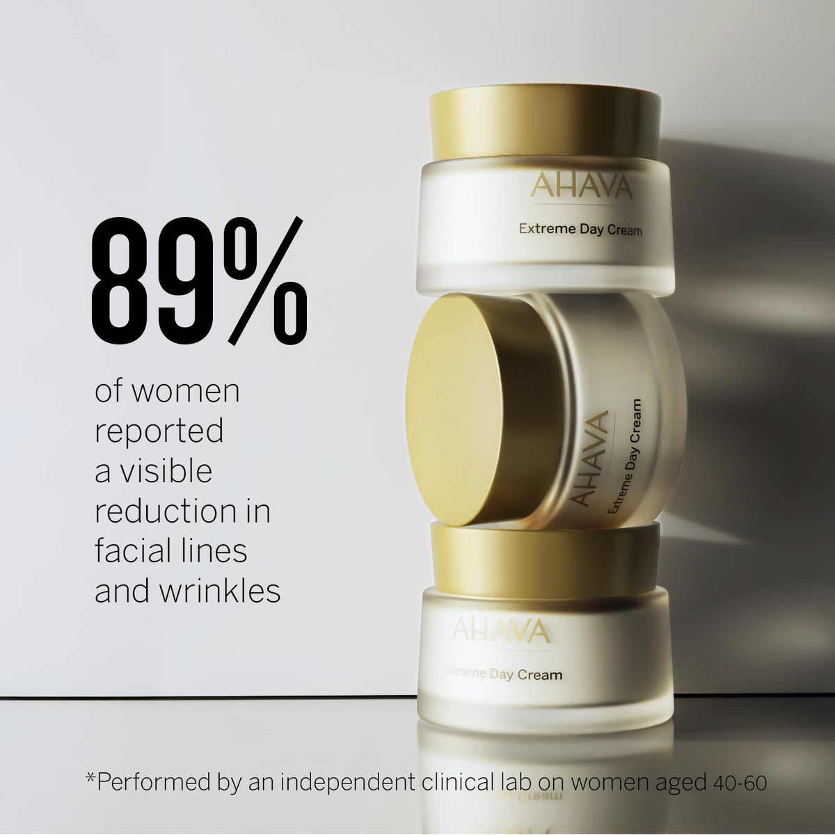 AHAVA Extreme Day Cream with peptides and hyaluronic acid suggests plumping support.