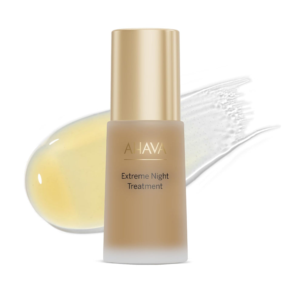 AHAVA Extreme Night Treatment bottle close-up for premium night care.