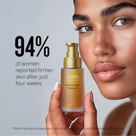 AHAVA Extreme Night Treatment jar close-up showcases luxury facial moisturizer.
