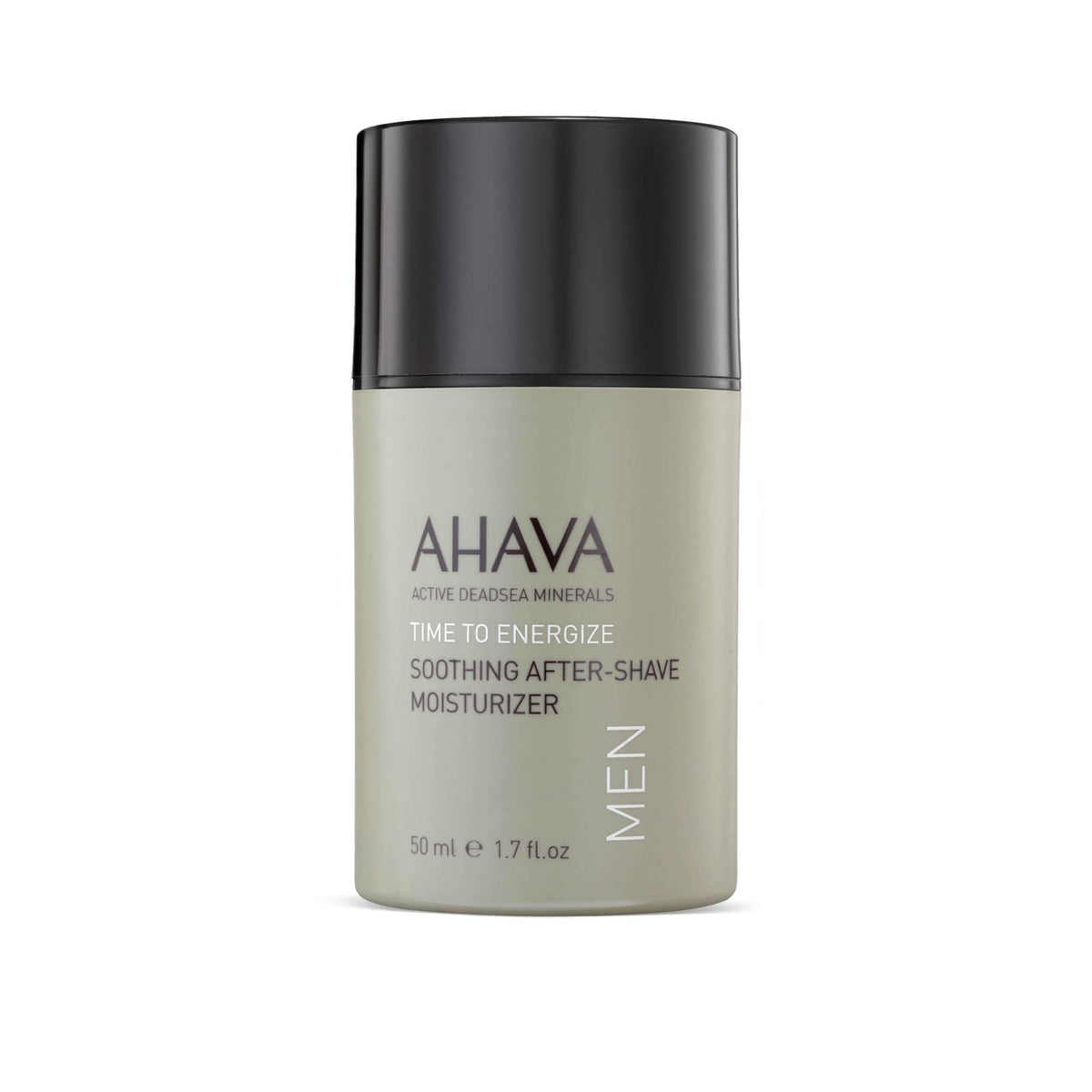AHAVA Men soothing aftershave bottle demonstrating calming hydration after shaving.