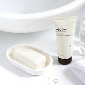 AHAVA Osmoter mineral blend visual emphasizing hydration support.