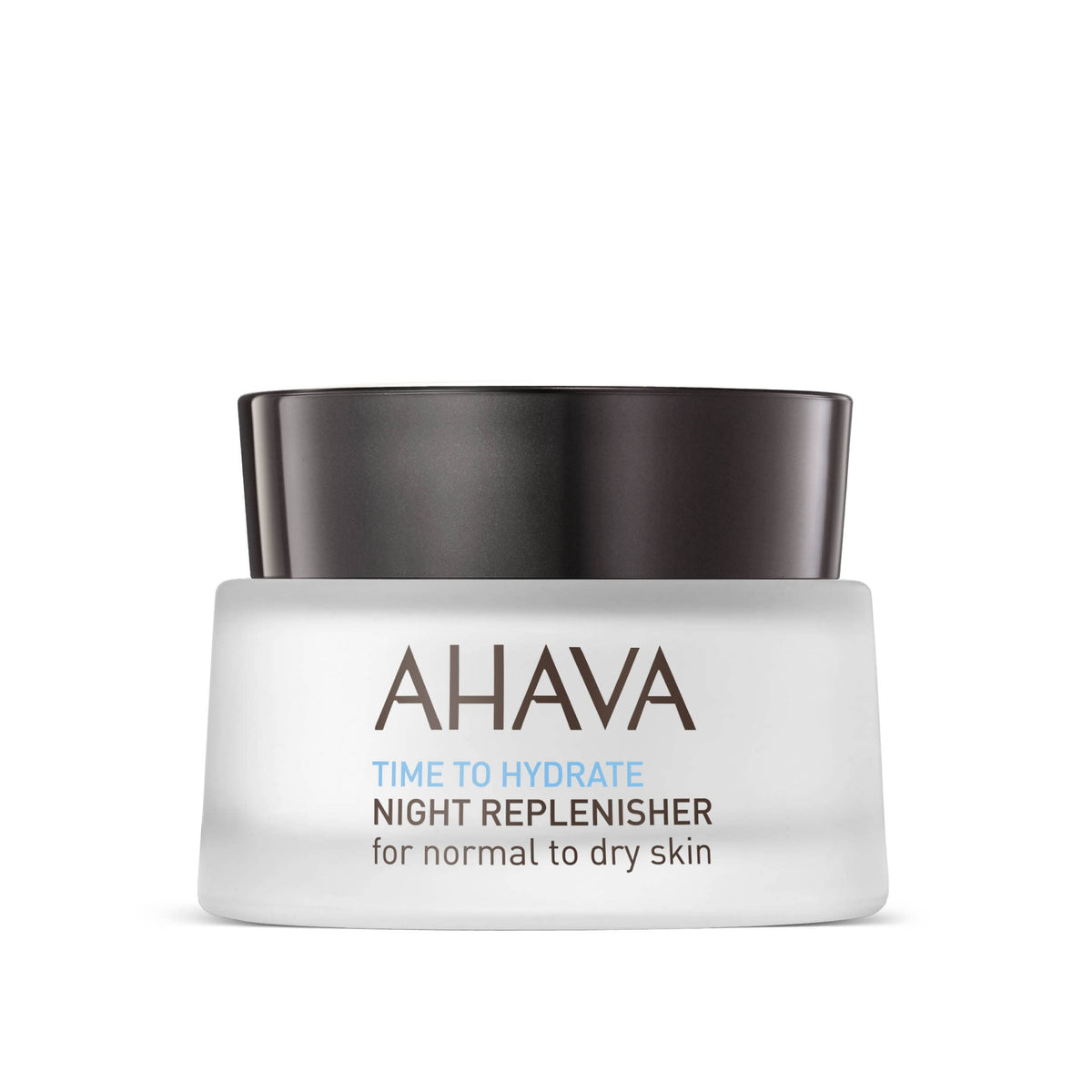 AHAVA Time To Hydrate Night Replenisher jar on the shelf delivering overnight hydration.