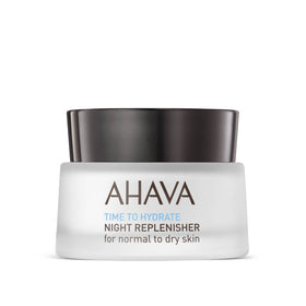 AHAVA Time To Hydrate Night Replenisher jar on the shelf delivering overnight hydration.