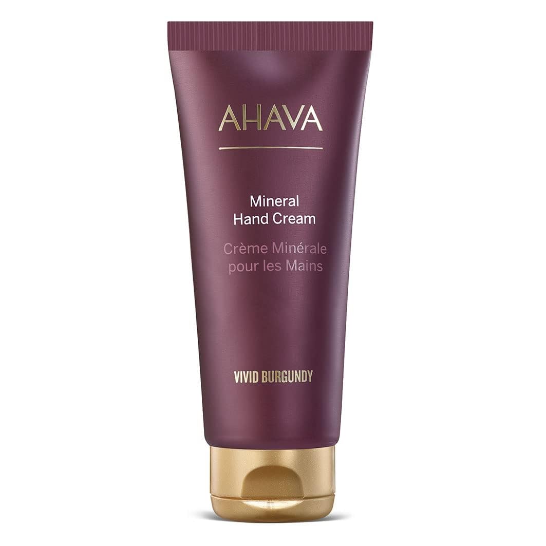 AHAVA Vivid Burgundy hand cream bottle hydrating formula for dry hands