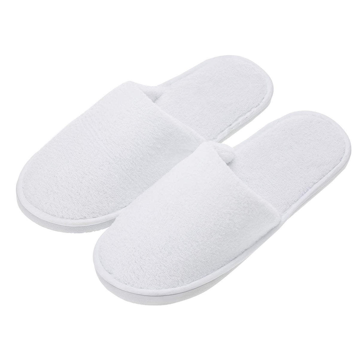 AhfuLife Spa Slippers pack of 5 with fluffy coral fleece texture for hotel guests.