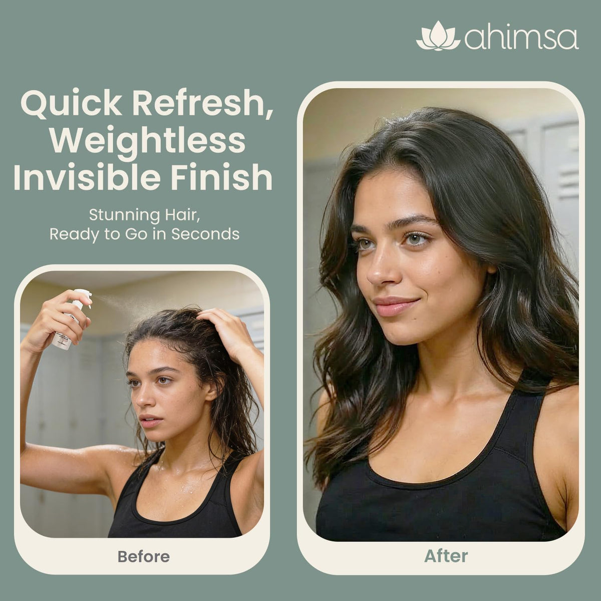Roots-only Ahimsa application on clean hair with no rinse.