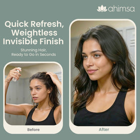 Roots-only Ahimsa application on clean hair with no rinse.