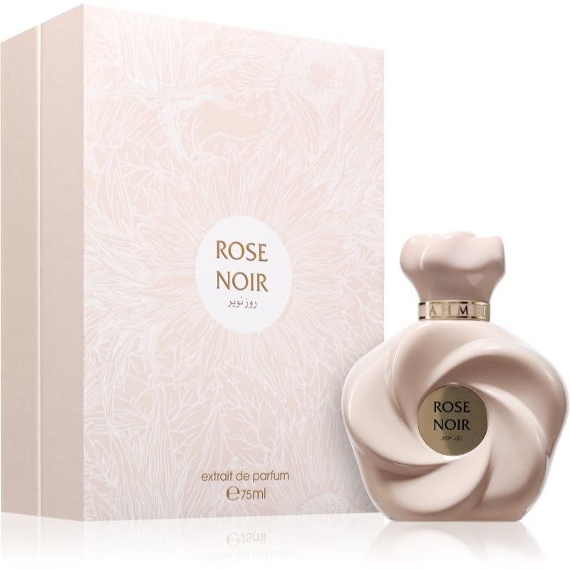 Ahmed Al Maghribi Rose Noir bottle closeup for intimate wear and elegance