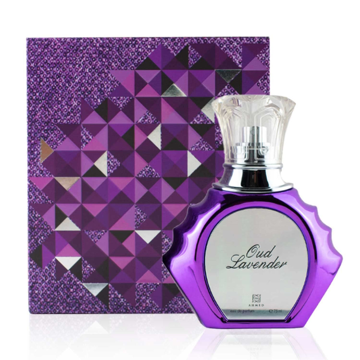 Ahmed Al Maghribi Oudh Lavender cap close-up, premium leather-lavender fusion.