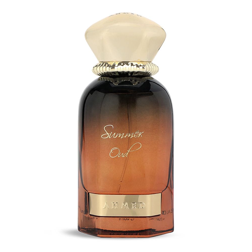 AHMED Summer Oud Almaghribi bottle cap detail suggests long-lasting Woody Oriental presence